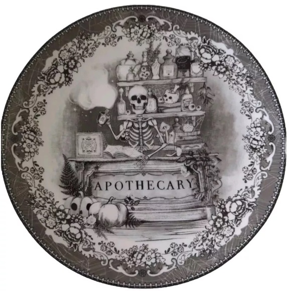 Eaton Fine Dining Halloween Apothecary Gothic Fun 8” Plates New Boxed Set of 4 - Picture 7 of 10